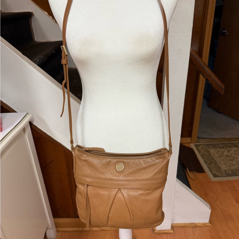 Tory Burch Tan Crossbody Bag with Structured Design